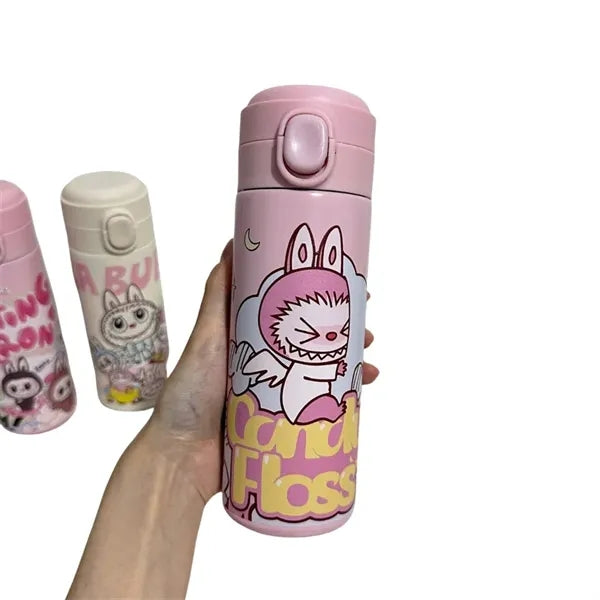 13.5 oz LABUBU Cute Cartoon Push-Button Thermos Bottle