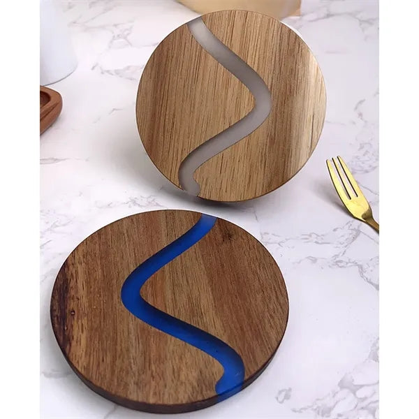 Resin Coaster Acacia Wood Cup Insulation Pad