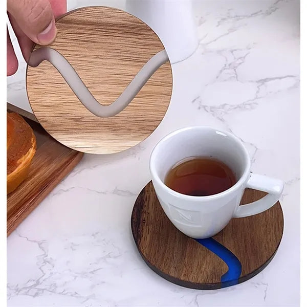 Resin Coaster Acacia Wood Cup Insulation Pad