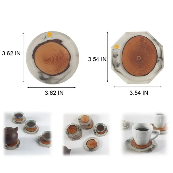 Round Resin Solid Wood Insulation Pad Tea Coaster