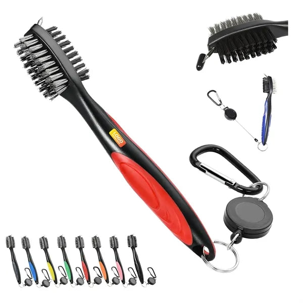 Golf Club Brush with Extension Cord and Carabiner