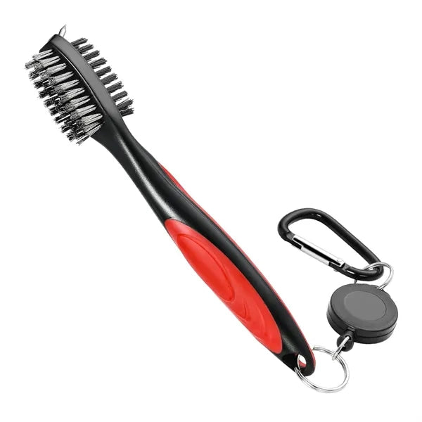 Golf Club Brush with Extension Cord and Carabiner