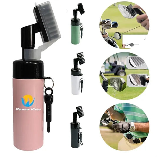 Golf Club Brush with Retainer Clip and Squirt Water Bottle