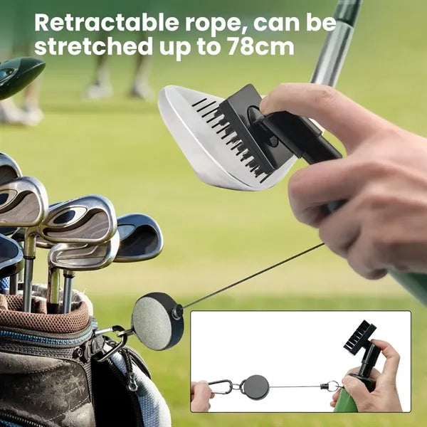 Golf Club Brush with Retainer Clip and Squirt Water Bottle