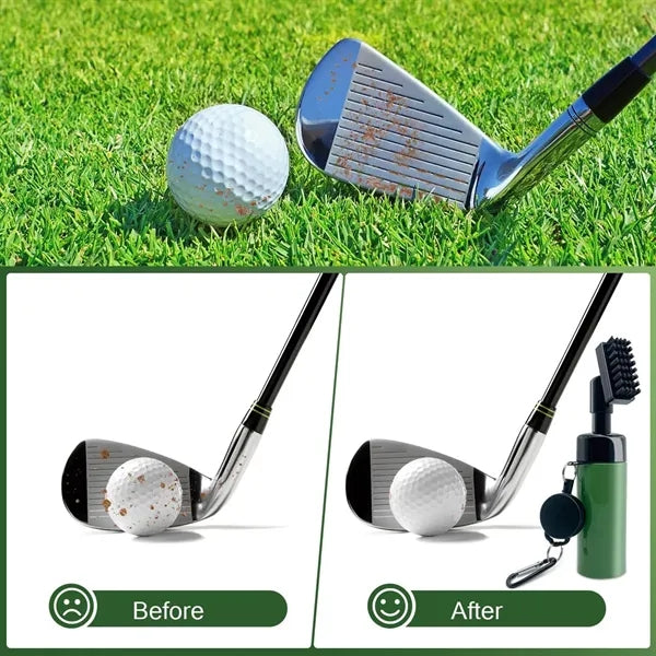 Golf Club Brush with Retainer Clip and Squirt Water Bottle