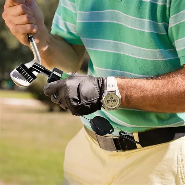 Golf Club Brush with Retainer Clip and Squirt Water Bottle