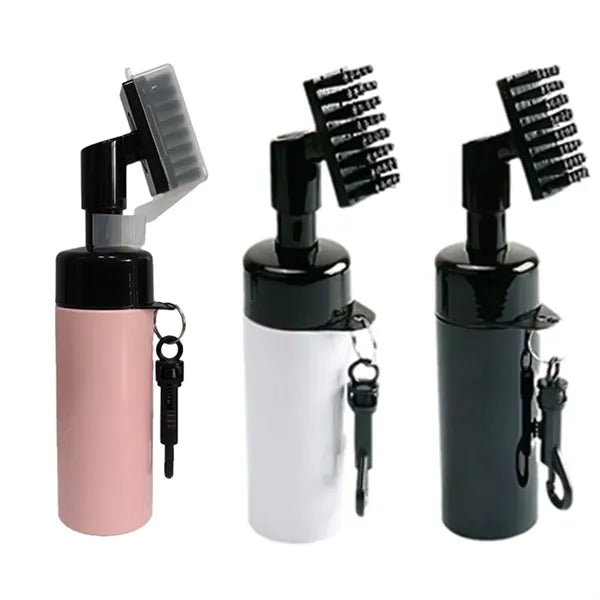 Golf Club Brush with Retainer Clip and Squirt Water Bottle