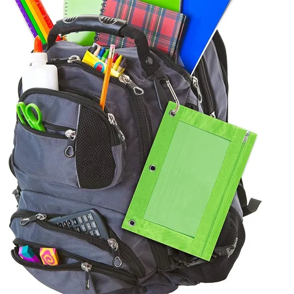 3-Ring Zipper Pencil Pouch with Clear Window for School