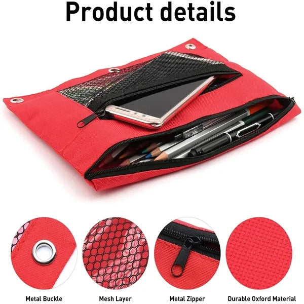 Pencil Pouch with Mesh Window for 3-Ring Binders