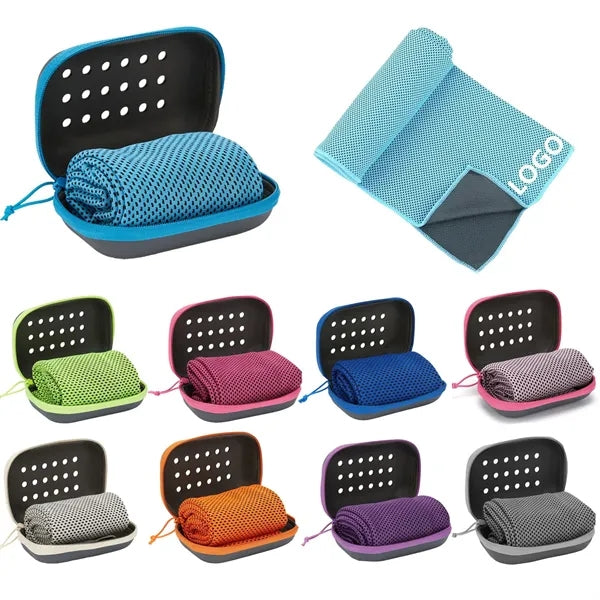 35"x12" Polyester Microfiber Cooling Towel with Storage Box