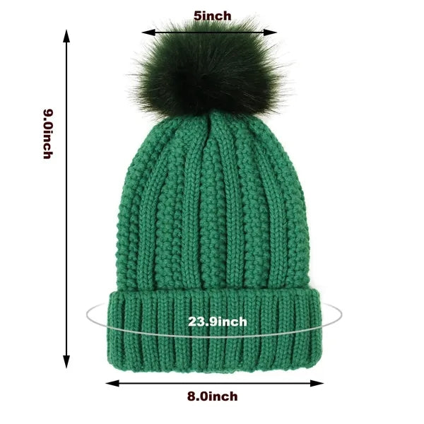 Satin Lined Knit Beanie with Pom for Winter Hair Care