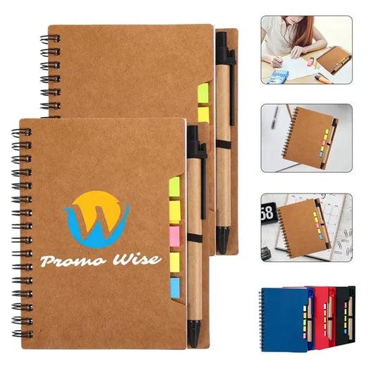 Kraft Paper Coil Notebook with Sticky Notes