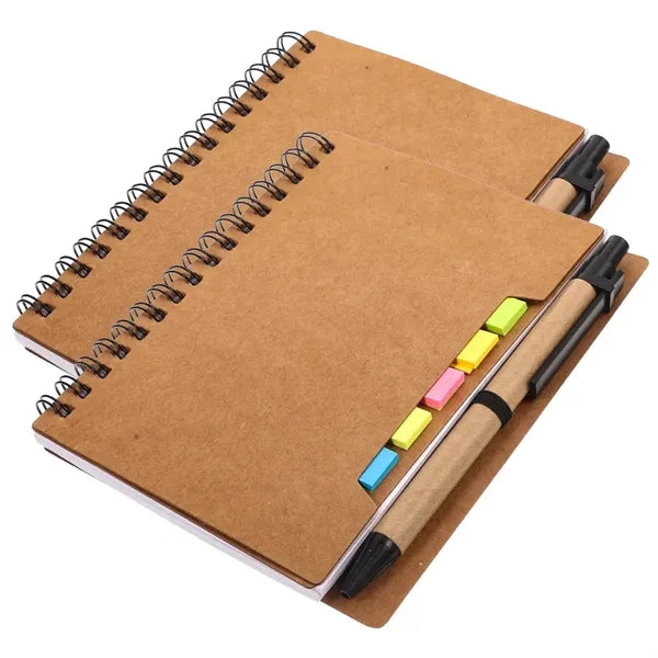Kraft Paper Coil Notebook with Sticky Notes