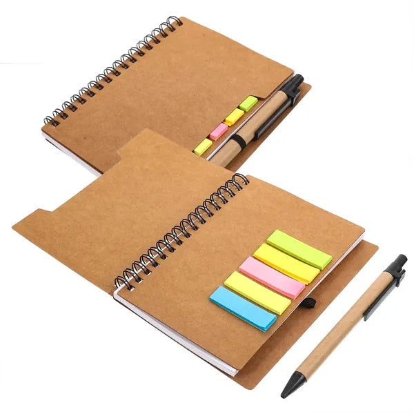 Kraft Paper Coil Notebook with Sticky Notes