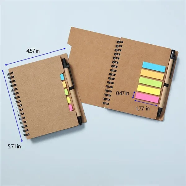 Kraft Paper Coil Notebook with Sticky Notes