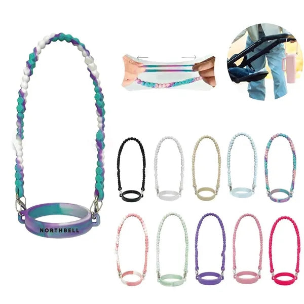 Soft Silicone Water Bottle Handle/Carrier with Strap