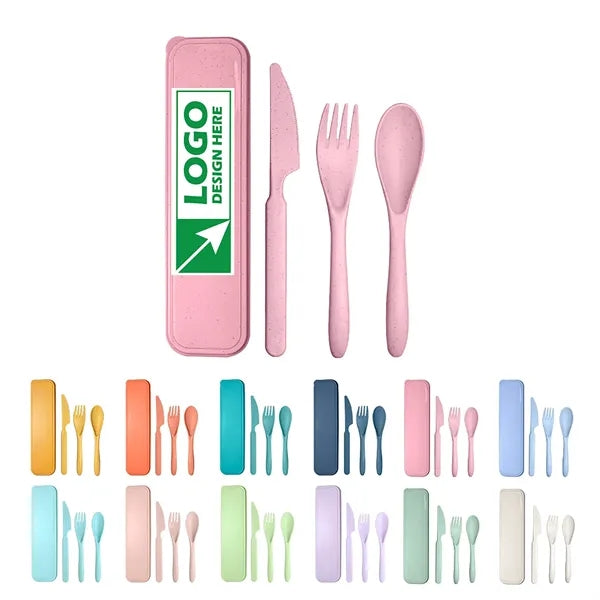 Wheat Straw Travel Utensils Set with Case