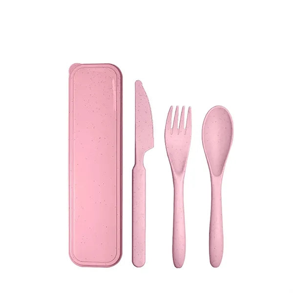 Wheat Straw Travel Utensils Set with Case