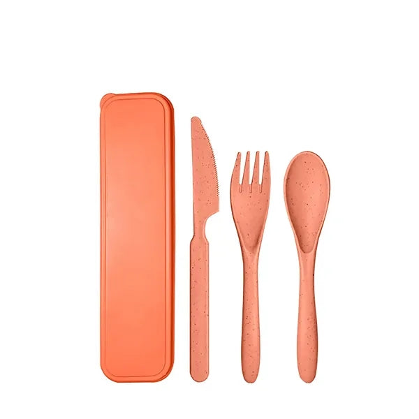 Wheat Straw Travel Utensils Set with Case