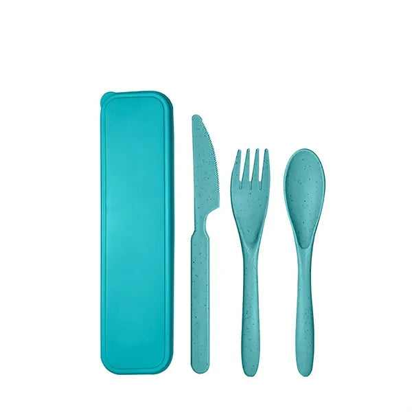 Wheat Straw Travel Utensils Set with Case