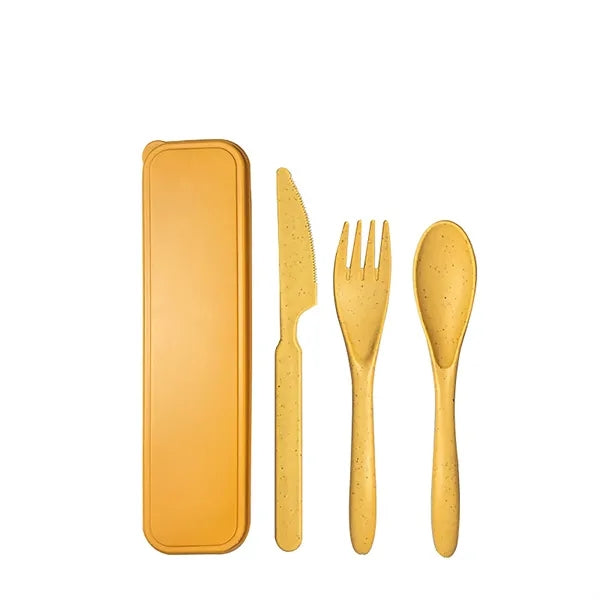 Wheat Straw Travel Utensils Set with Case