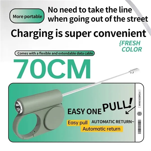 Outdoor Power Bank with Flashlight, Retractable Cables