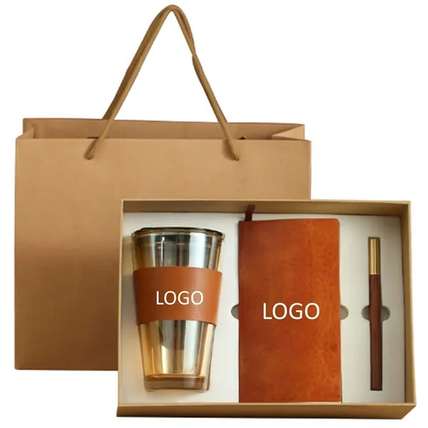 Business Giveaways Cooperate Notebook Glass Pen Gift Set