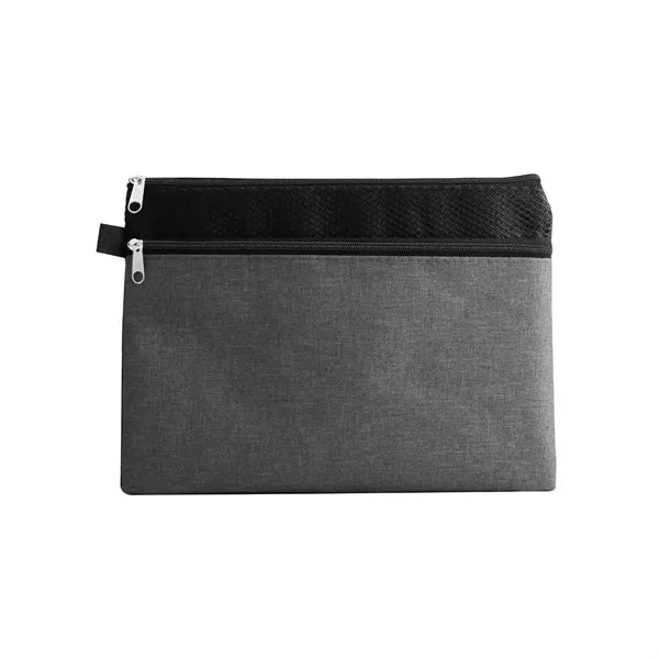 Dual Zipper Compartment Pen Loop Pouch