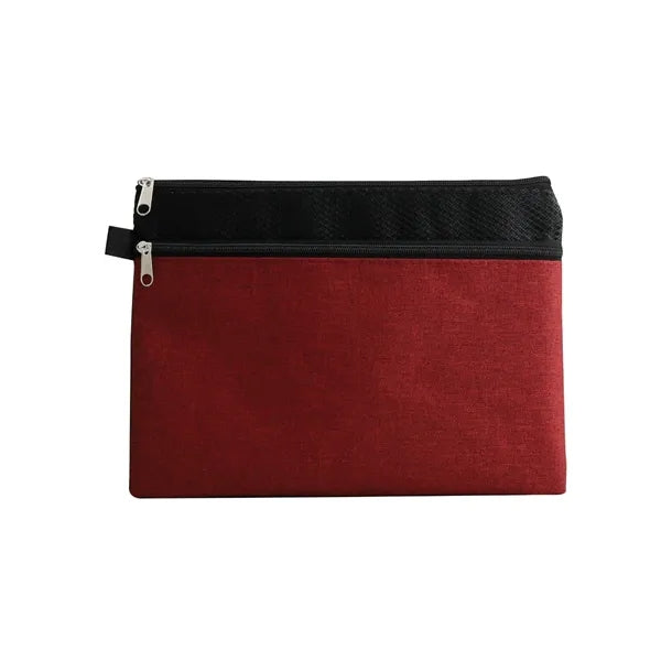 Dual Zipper Compartment Pen Loop Pouch