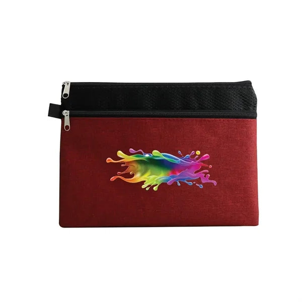 Dual Zipper Compartment Pen Loop Pouch