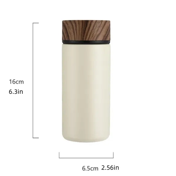 10oz Stainless Steel Water Bottle with Wood Grain Lid