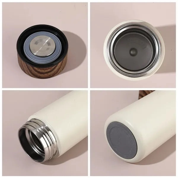10oz Stainless Steel Water Bottle with Wood Grain Lid