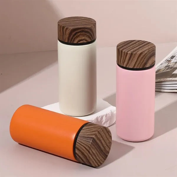 10oz Stainless Steel Water Bottle with Wood Grain Lid