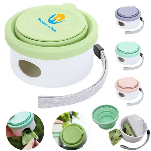 Collapsible Silicone Dog Bowl with Waste Bag and Travel Cup