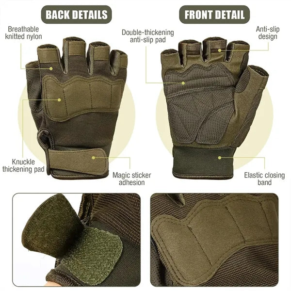 Tactical Fingerless Outdoor Anti Slip Gloves