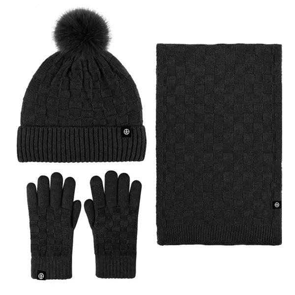 Cotton Scarf Gloves Hat (3 Piece Set)