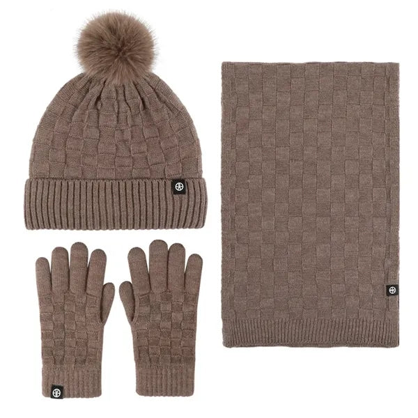 Cotton Scarf Gloves Hat (3 Piece Set)