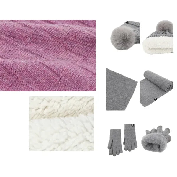 Cotton Scarf Gloves Hat (3 Piece Set)