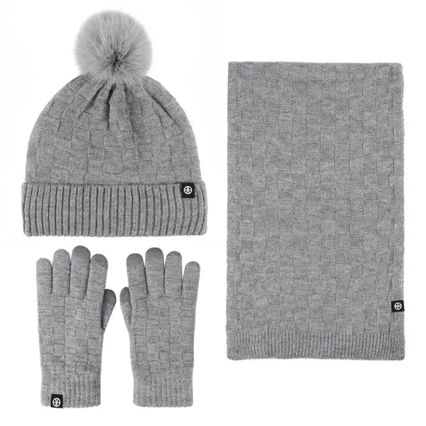 Cotton Scarf Gloves Hat (3 Piece Set)