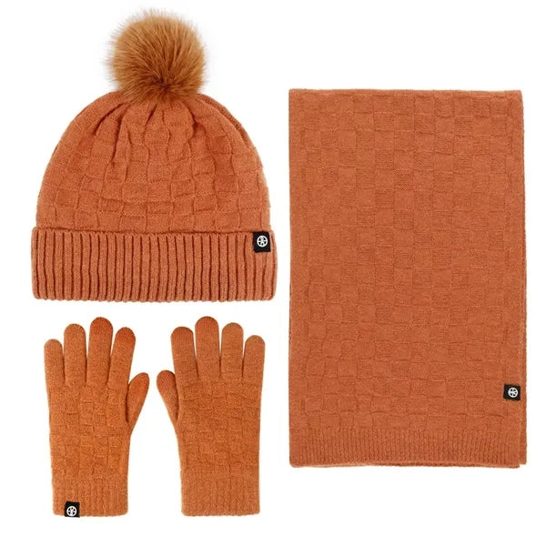 Cotton Scarf Gloves Hat (3 Piece Set)