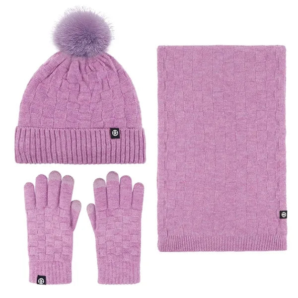 Cotton Scarf Gloves Hat (3 Piece Set)
