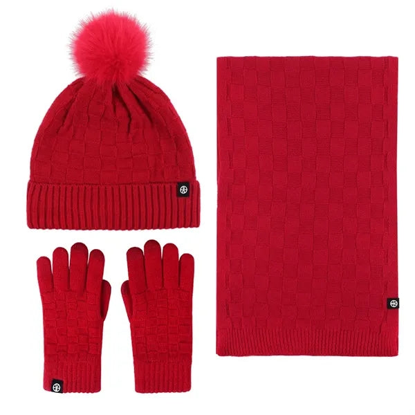Cotton Scarf Gloves Hat (3 Piece Set)