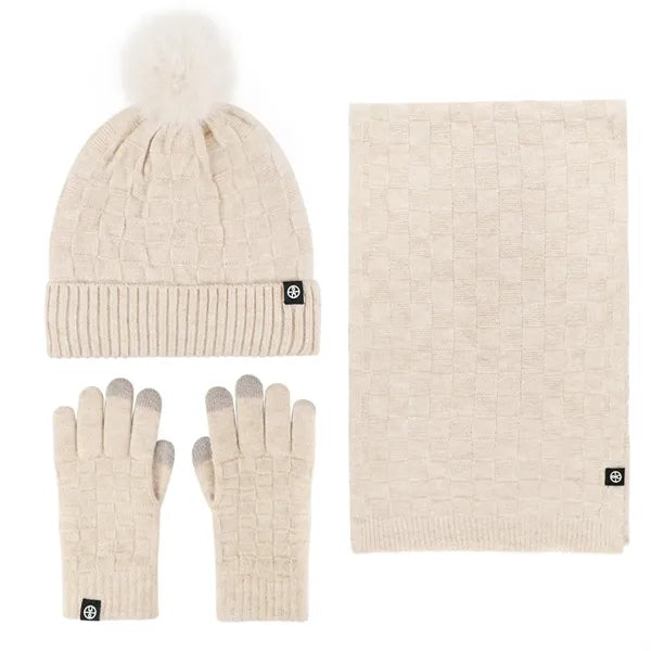 Cotton Scarf Gloves Hat (3 Piece Set)
