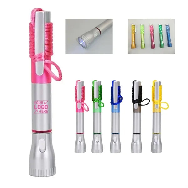 Lanyard Ballpoint Pen with LED Flashlight