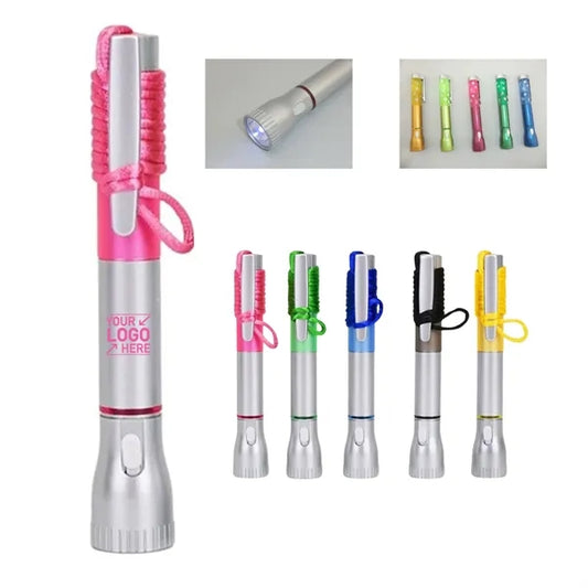 Lanyard Ballpoint Pen with LED Flashlight