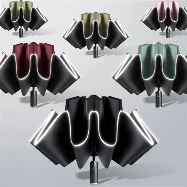 Inverted Umbrella Windproof for Rain & Sun Reflective Strip