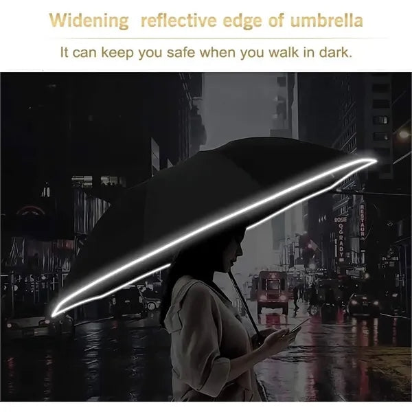 Inverted Umbrella Windproof for Rain & Sun Reflective Strip