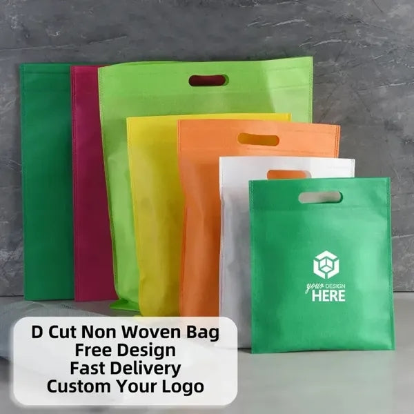 Flat Non-Woven Economy Die Cut Tote Shopping D-Cut Bag