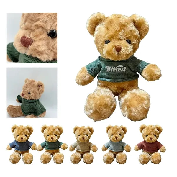 12-Inch Plush Teddy Bear in Knit Sweater