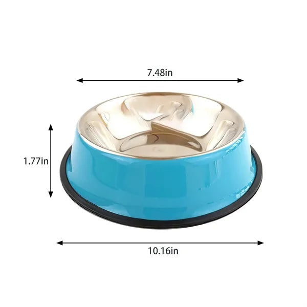 Anti-Skid Pet Food & Water Bowls - Stainless Steel